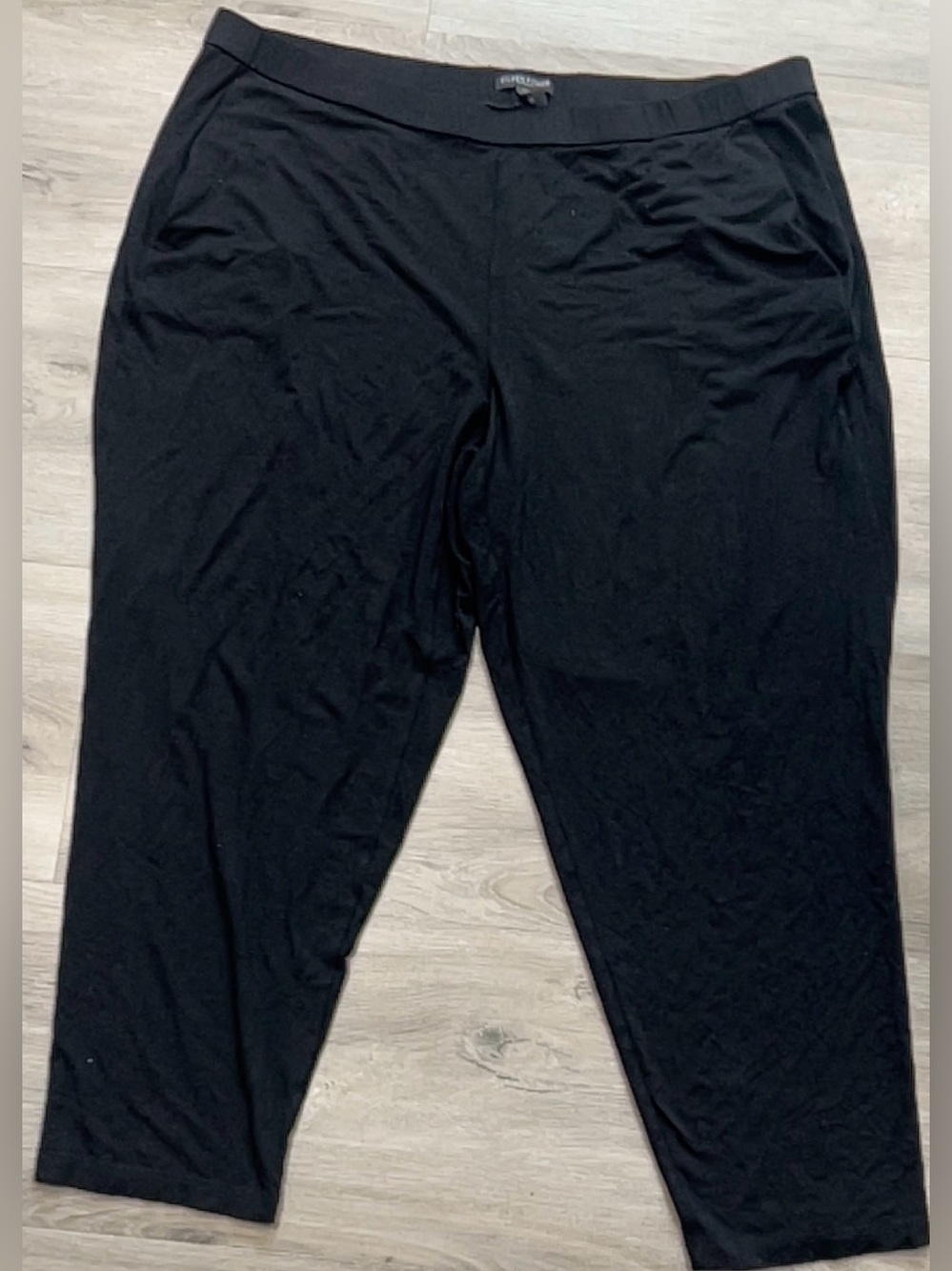 Eileen Fisher Woman Black Viscose Spandex Pull On Casual Pants Plus Size 1X